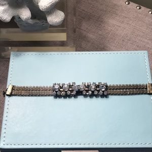 CLOSING FRI! Antiqued gold mesh & crystal bracelet